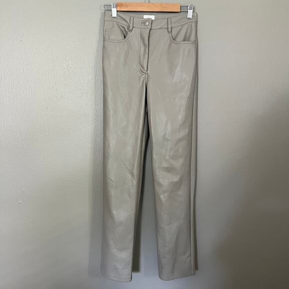 Aritzia Pants - ARITZIA Melina Vegan Leather Pant in Grey/Beige Size 2 casual fall straight leg